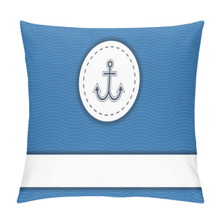 Personality  Navy Poster With Sea Waves Pattern On Background, Anchor And Cop Pillow Covers
