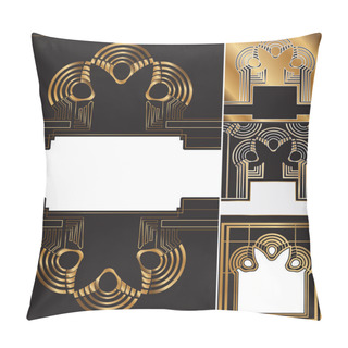 Personality  Set Of Vintage Labels Decorated In Art Deco Style Pillow Covers