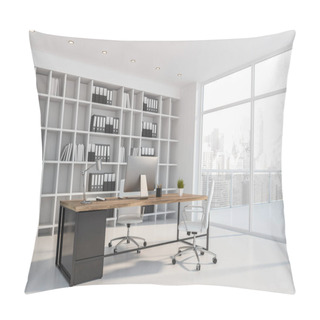 Personality  Panoramic White CEO Office Corner With Balcony Pillow Covers