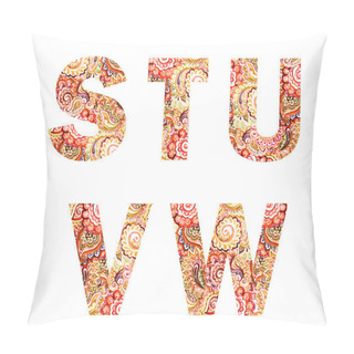 Personality  Ornamental Abc Font With Eastern Ornament With Paisley Pillow Covers
