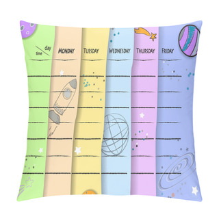 Personality  School Timetable Background With Hand Drawn Space Elements. Pillow Covers