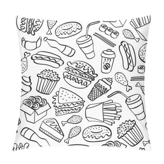 Personality  Fast Food Doodle Seamless Pattern Pillow Covers