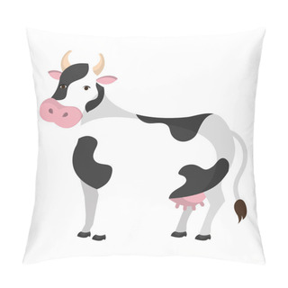 Personality  Cow Colorful Animal Cartoon Icon. Pillow Covers
