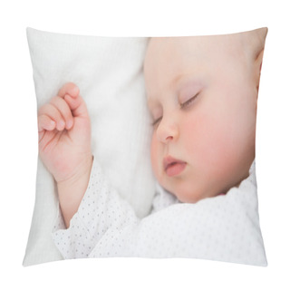 Personality  Peaceful Baby Lying On A Bed While Sleeping Pillow Covers