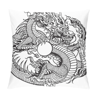 Personality  Dragon Holding Pearl Black White Pillow Covers