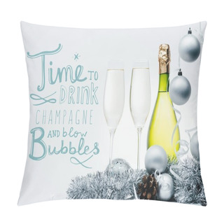 Personality  Bottle Of Champagne And Wineglasses Pillow Covers