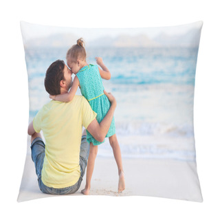 Personality  Father And Daughter At Beach Pillow Covers