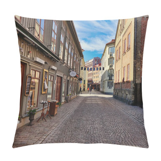 Personality  Gothenburg, Sweden- March 29 2020: Haga Shopping Pedestrian Street Pillow Covers