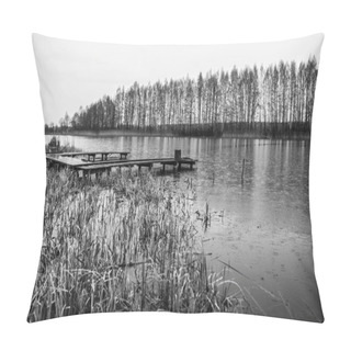 Personality  Picturesque Spring Forest And Old Wooden Bridge On The River. Pillow Covers