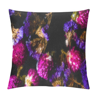 Personality  Small Blue And Pink Flowers In Water On Black   Pillow Covers