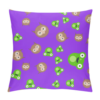 Personality  Seamless Pattern Of The Head Of An Owl And A Frog Pillow Covers