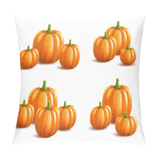 Personality  Bunch Of Pumpkins On White Background Pillow Covers