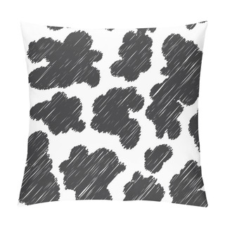 Personality  Freehand Drawing, Sketch, Doodle Abstract Seamless Pattern - Black Spots On White Background, Cow Fur. Vector Pillow Covers