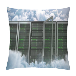 Personality  Server Towers Against Idyllic View Of Bright Sun Pillow Covers