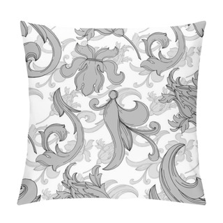 Personality  Vector Baroque Monogram Floral Ornament. Black And White Engraved Ink Art. Seamless Background Pattern. Pillow Covers