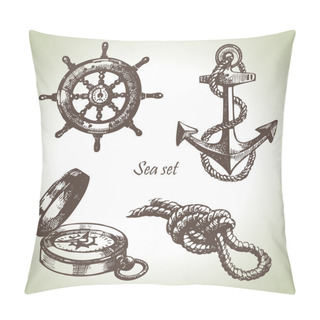 Personality  Sea Set Of Nautical Design Elements Pillow Covers