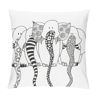 Personality  Set Of Art Elephants. Artistically Drawn, Stylized. Pillow Covers