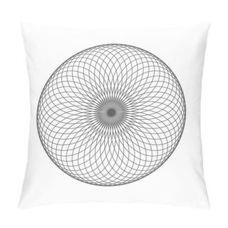 Personality  Spirograph On White Background. Abstract Wireframe Circle. Sacred Geometry. Round Flower Ornament Pattern. Rosette Decoration Element. Symmetrical Circular Shapes. Vector Illustration, Flat, Clip Art Pillow Covers
