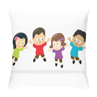 Personality  Jumping Kids Multi-ethnic Pillow Covers
