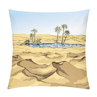 Personality  Mirage In The Desert. Vector Drawing Pillow Covers