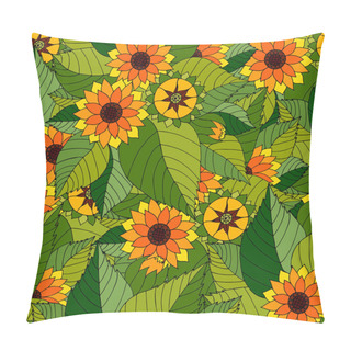 Personality  Vector Seamless Texture With Abstract Flowers And Leaves. Pillow Covers