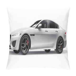 Personality White Premium Sports Sedan. 3D Illustration. Pillow Covers