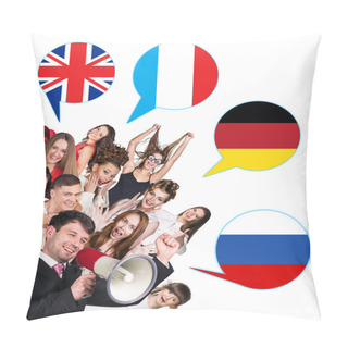 Personality  Group Of People And Bubbles With Countries Flags Pillow Covers