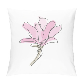 Personality  Decorative Hand Drawn Magnolia Flower, Design Element. Can Be Used For Cards, Invitations, Banners, Posters, Print Design. Continuous Line Art Style Pillow Covers