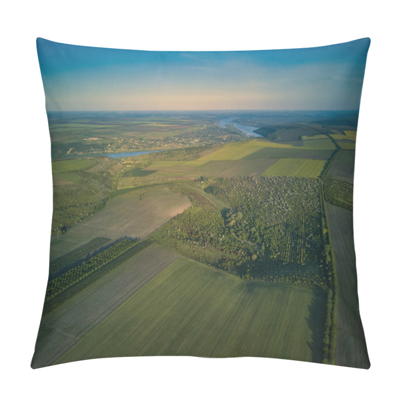 Personality  Aerial View Over The Agricultural Fields At Sunset Pillow Covers