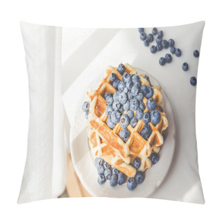 Personality  Tasty Waffles With Blueberries Pillow Covers