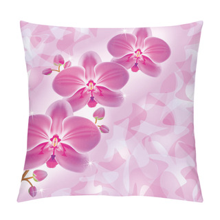 Personality  Invitation Or Greeting Card With Orchid In Grunge Style Pillow Covers