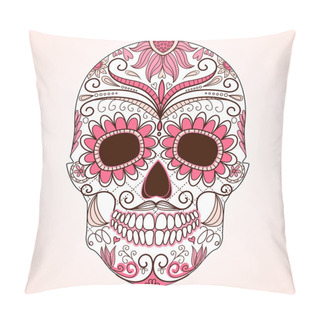 Personality  Day Of The Dead Colorful Skull With Floral Ornament Pillow Covers