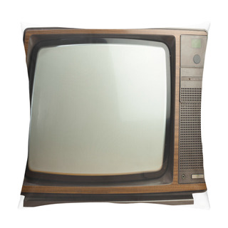 Personality  Retro Tv With Wooden Case Isolated On White Background Pillow Covers