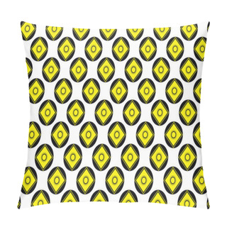 Personality  Yellow Diamond Shape Overlapping Black Circles On White Background Geometric Design Seamless Vector Graphic Pattern Pillow Covers