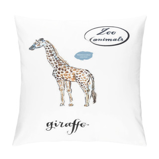 Personality  Giraffe Made In Watercolor Pillow Covers