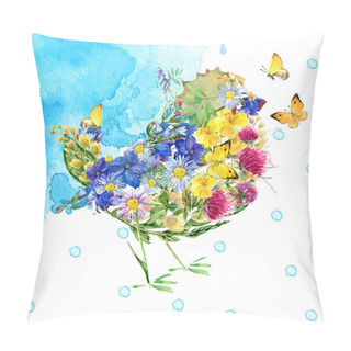Personality  Watercolor Flower. Summer Flowers Watercolor Background. Invitation Card. Watercolor Plant. Floral Texture Background Pillow Covers