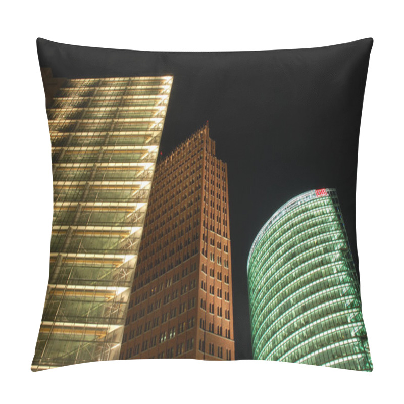 Personality  Futuristic Skyscrapers illuminated at Night, Berlin Germany pillow covers