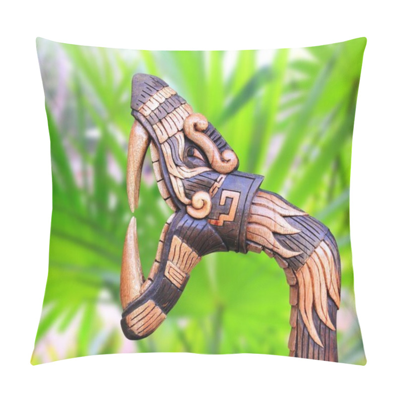 Personality  Chichen Itza Snake Symbol Wood Handcraft Mexico Pillow Covers