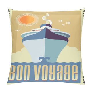 Personality  Vintage Retro Cruise Ship - Holiday Travel Poster Illustration Pillow Covers