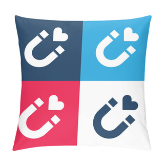 Personality  Attraction Blue And Red Four Color Minimal Icon Set Pillow Covers