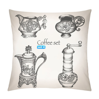 Personality  Coffee And Tea Set Pillow Covers