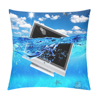 Personality  Design Of TV In Sea Pillow Covers