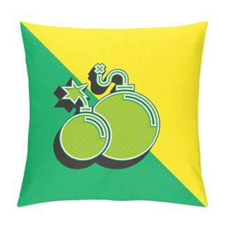 Personality  Atomic Bomb Green And Yellow Modern 3d Vector Icon Logo Pillow Covers