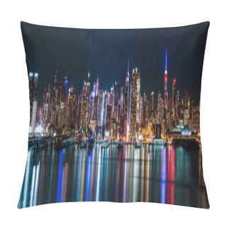 Personality  New York Midtown Panorama By Night Pillow Covers