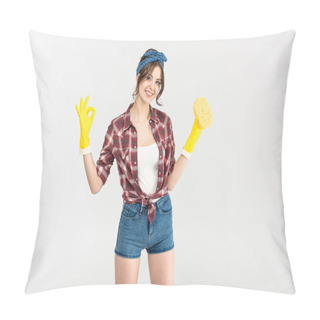 Personality  Young Woman With Sponge Pillow Covers