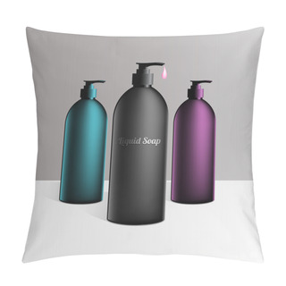 Personality  Gel, Foam Or Liquid Soap Dispenser Pump Plastic Bottle. Vector Pillow Covers