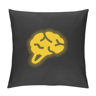 Personality  Brain Yellow Glowing Neon Icon Pillow Covers