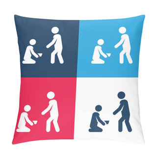 Personality  Begging Blue And Red Four Color Minimal Icon Set Pillow Covers