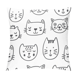Personality  Hand Drawn Funny Cats In Sketch Style Pillow Covers