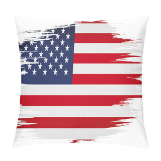Personality  Colorful Hand-drawn Brush Strokes Painted National Country Flag Of United States. Template For Banner, Card, Advertising , TV Commercial, Ads, Web Design And Magazine Pillow Covers